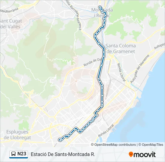 N23 Bus Line Map