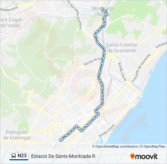 N23 Bus Line Map