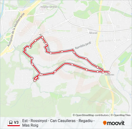 V3 bus Mapa de línia