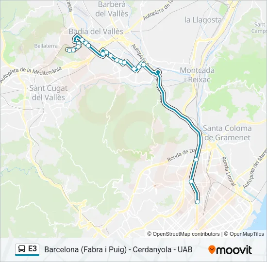 E3 Bus Line Map