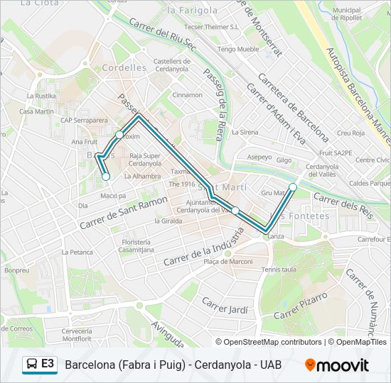 E3 Bus Line Map