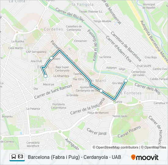 E3 Bus Line Map