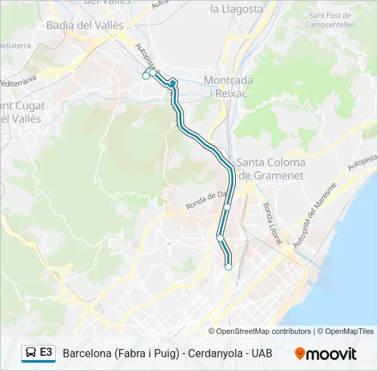 E3 bus Mapa de línia