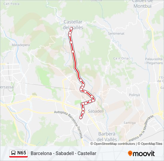 N65 Bus Line Map