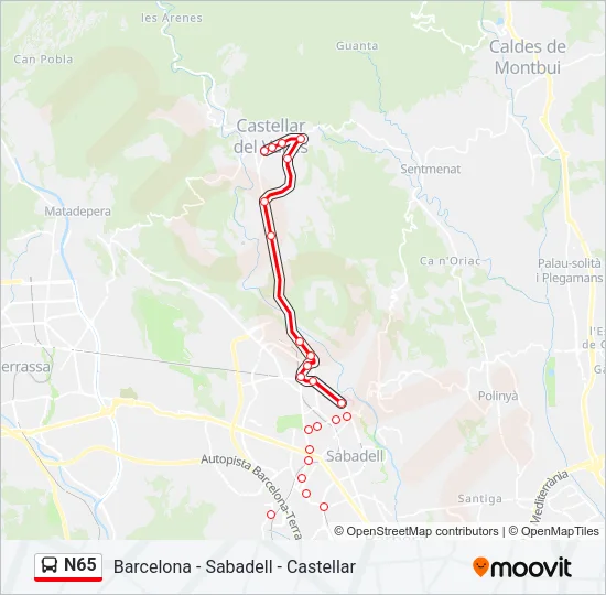 N65 Bus Line Map