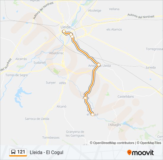 121 Bus Line Map