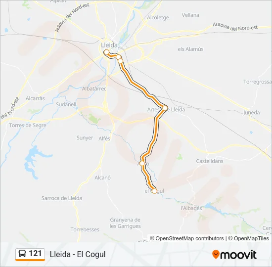 121 Bus Line Map