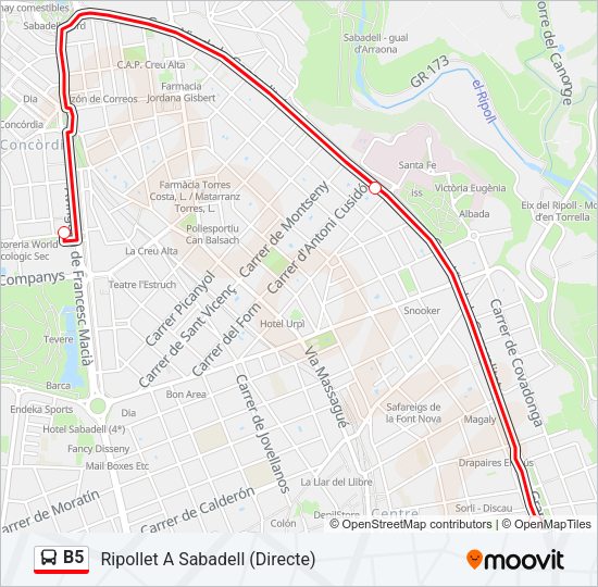B5 Bus Line Map