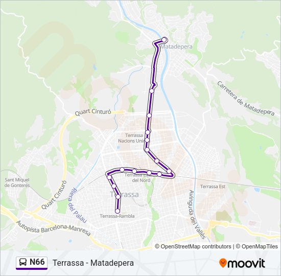 N66 Bus Line Map