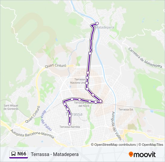 N66 Bus Line Map