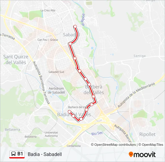 B1 bus Mapa de línia