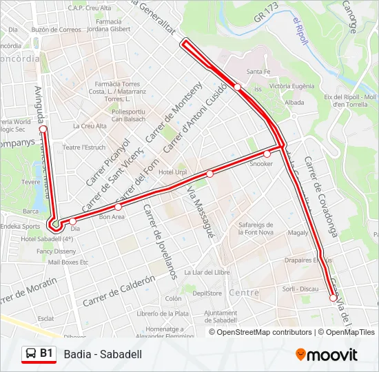 B1 bus Mapa de línia