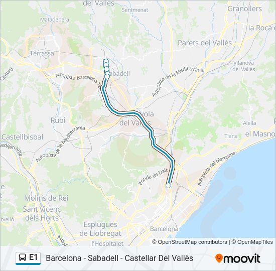 E1 Bus Line Map