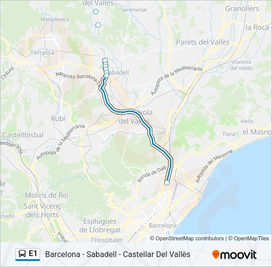 E1 Bus Line Map