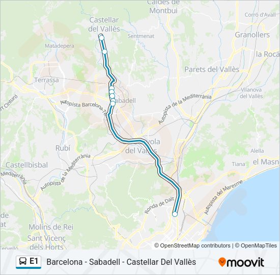E1 Bus Line Map
