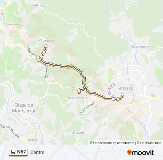 N67 Bus Line Map