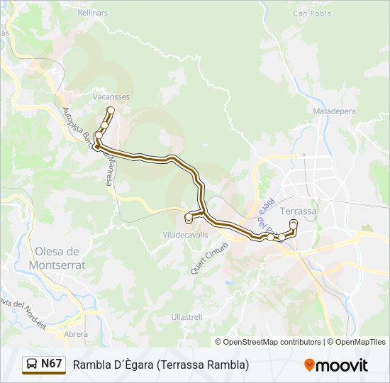 N67 Bus Line Map