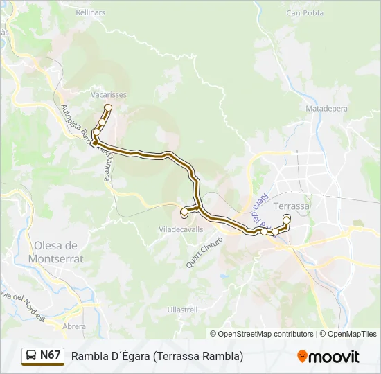 N67 Bus Line Map