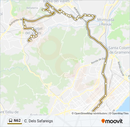N62 Bus Line Map