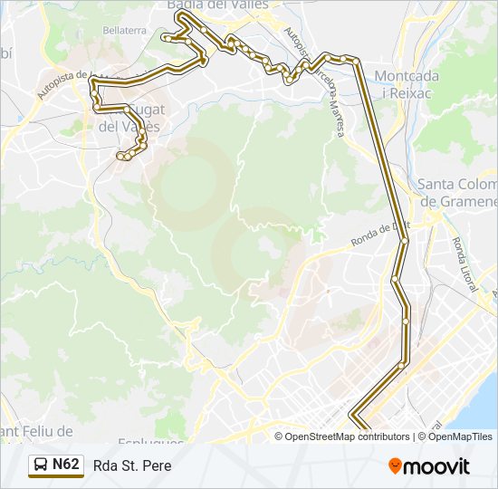 N62 Bus Line Map