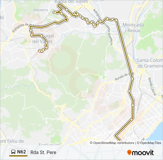 N62 Bus Line Map