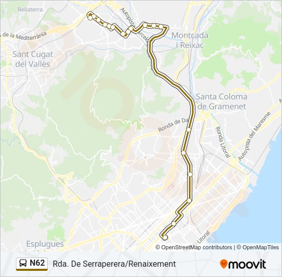 N62 Bus Line Map