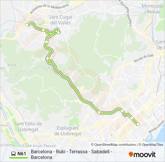 N61 Bus Line Map