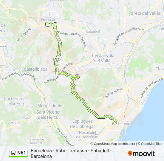 N61 Bus Line Map