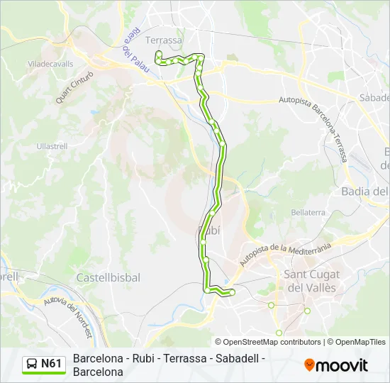 N61 Bus Line Map