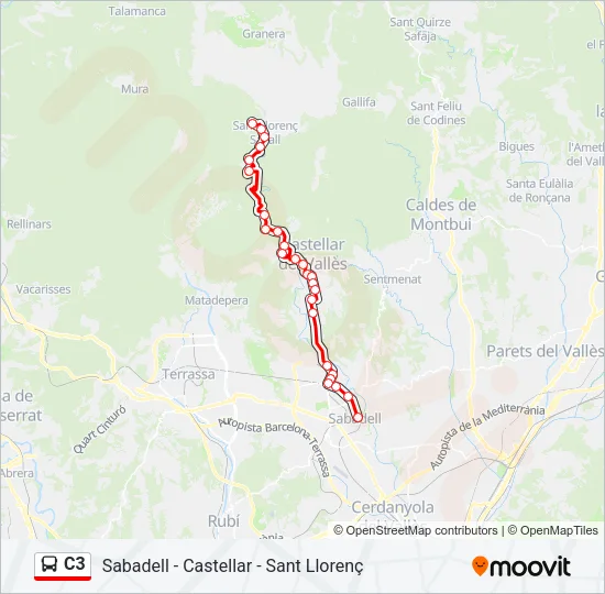 C3 bus Mapa de línia