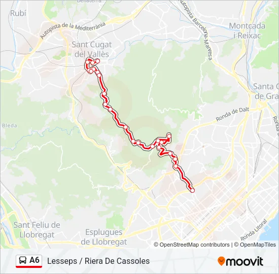 A6 bus Mapa de línia