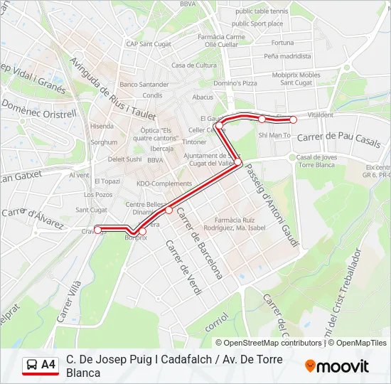 A4 bus Mapa de línia