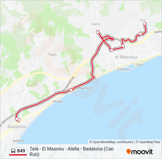 849 Bus Line Map