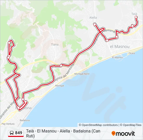 849 Bus Line Map
