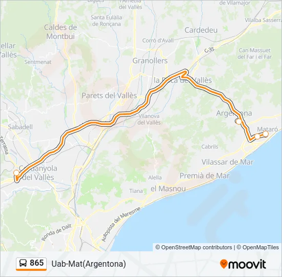 865 Bus Line Map