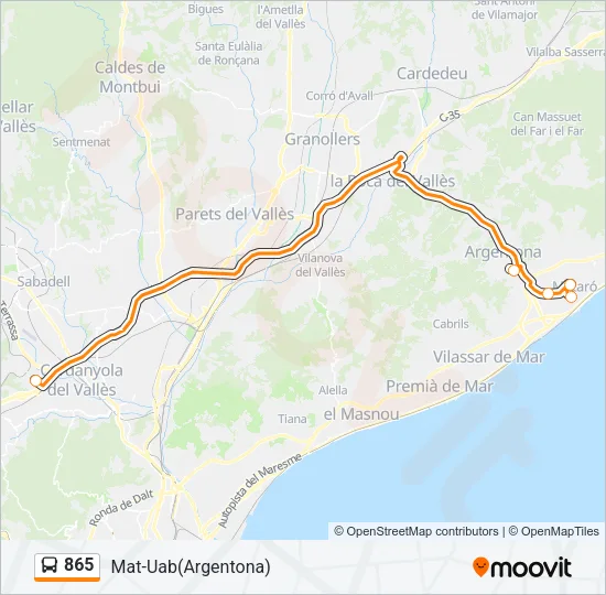 865 Bus Line Map
