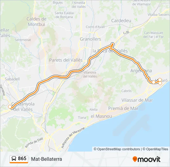 865 Bus Line Map
