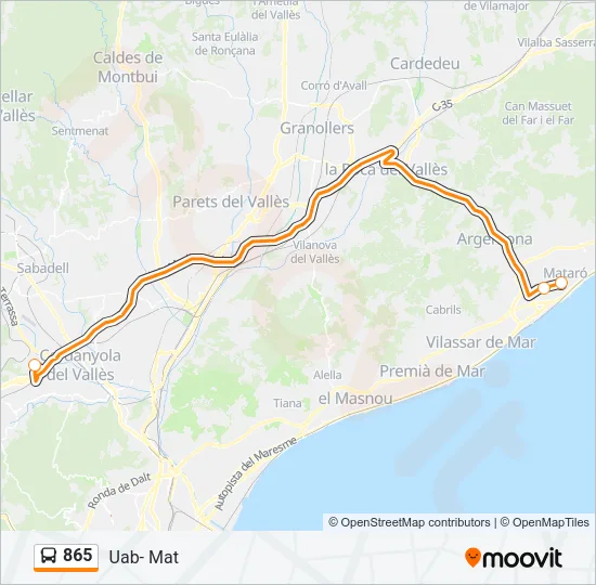 865 Bus Line Map