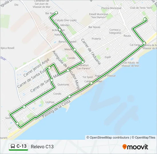 C-13 Bus Line Map