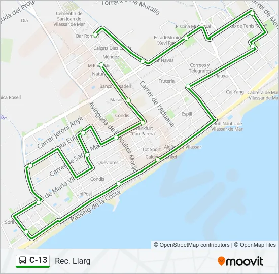 C-13 Bus Line Map