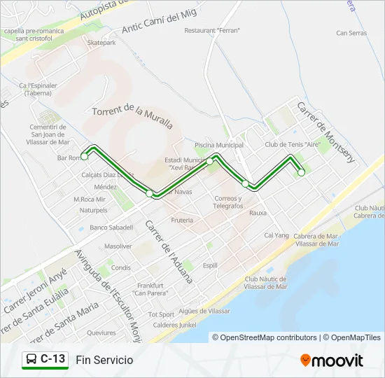 C-13 Bus Line Map