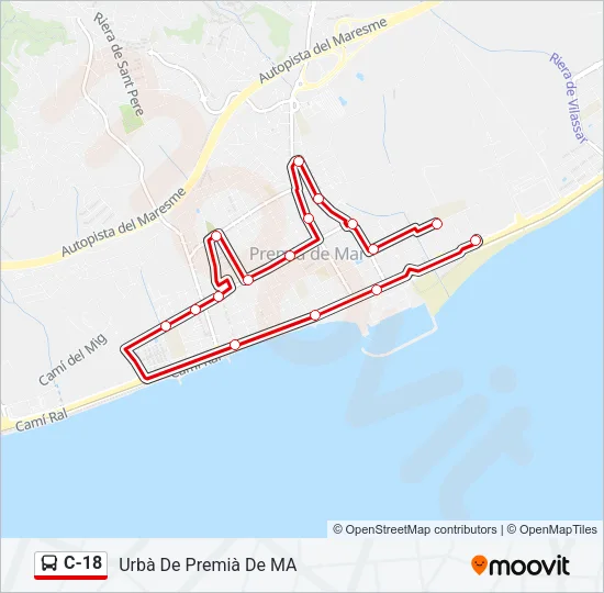 C-18 Bus Line Map
