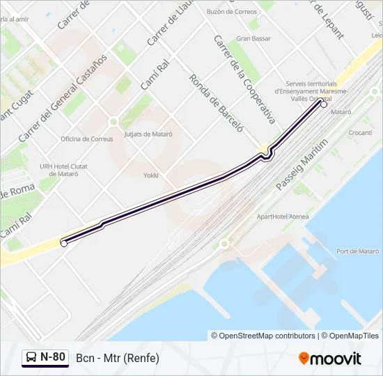 N-80 Bus Line Map
