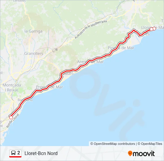 2 Bus Line Map