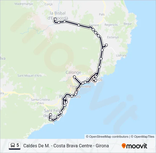 5 Bus Line Map