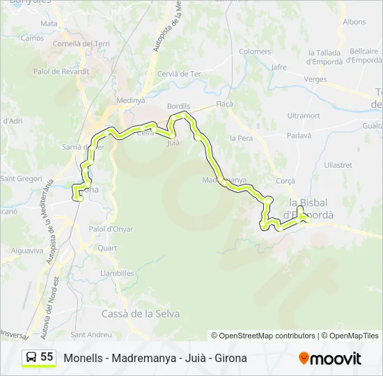 55 Bus Line Map