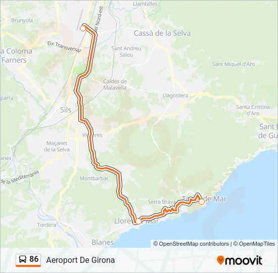 86 Bus Line Map