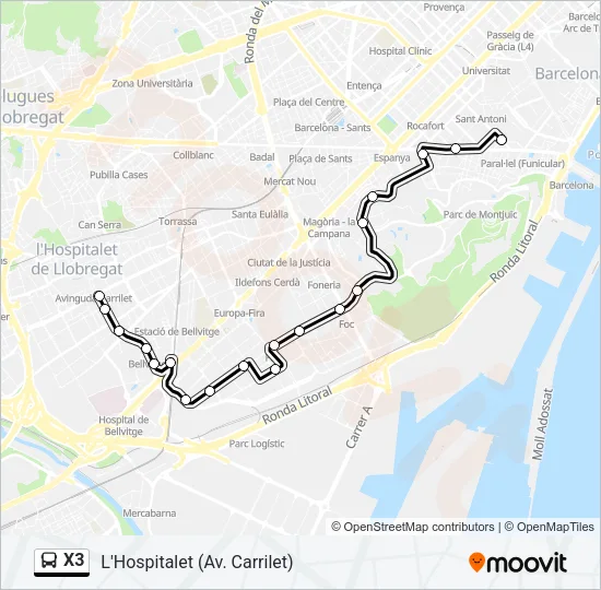 X3 Bus Line Map