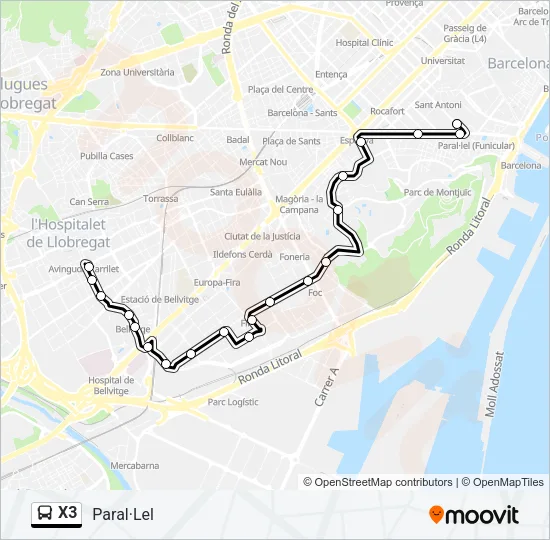 X3 Bus Line Map