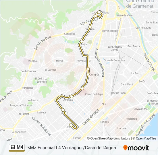 M4 Bus Line Map